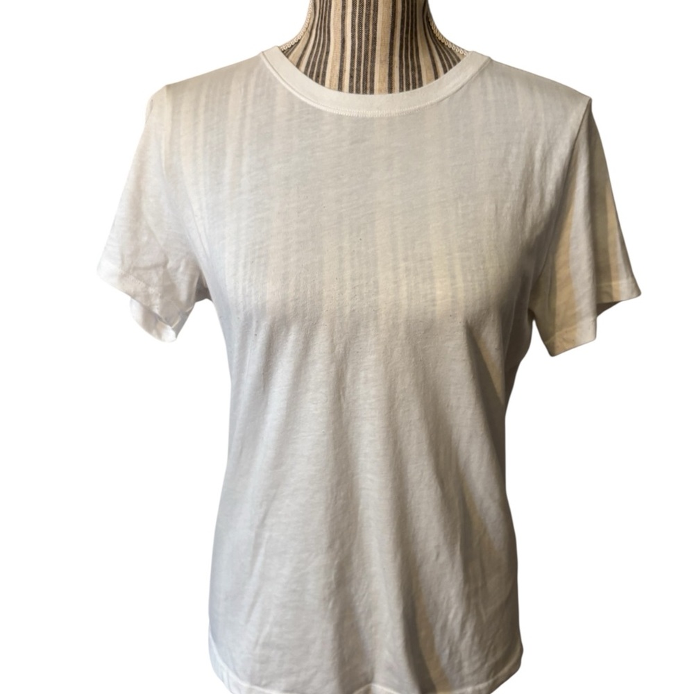 Hollister Tee Medium White Simple Crew Neck Must-Have Collection Cotton Poly